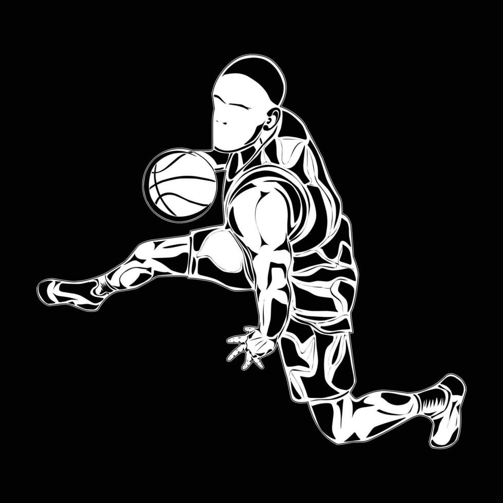 imagem do basquetebol jogador movimentos, adequado para cartazes, Educação, Camisetas e outras vetor