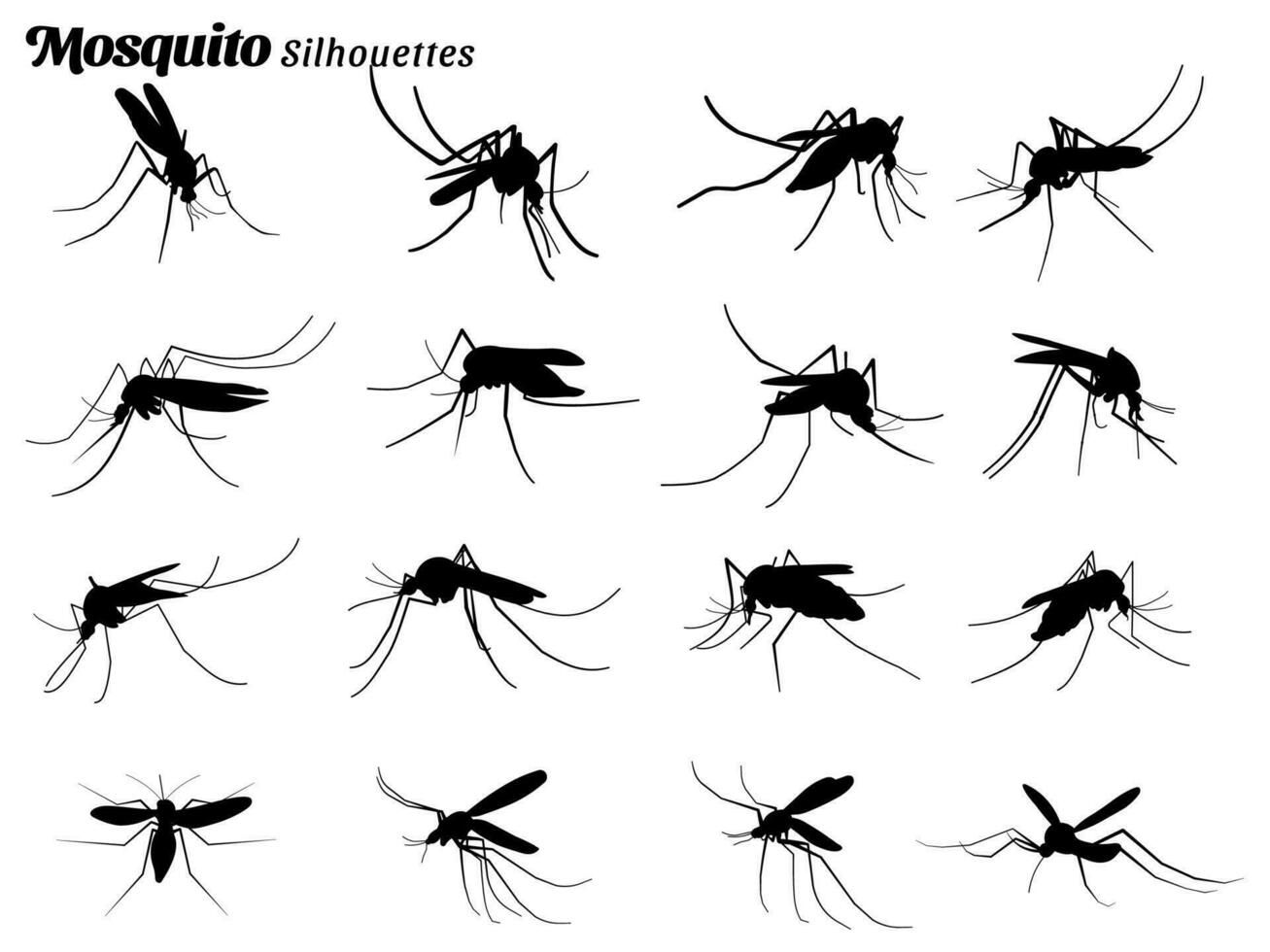 mosquito inseto silhueta vetor ilustração coleção