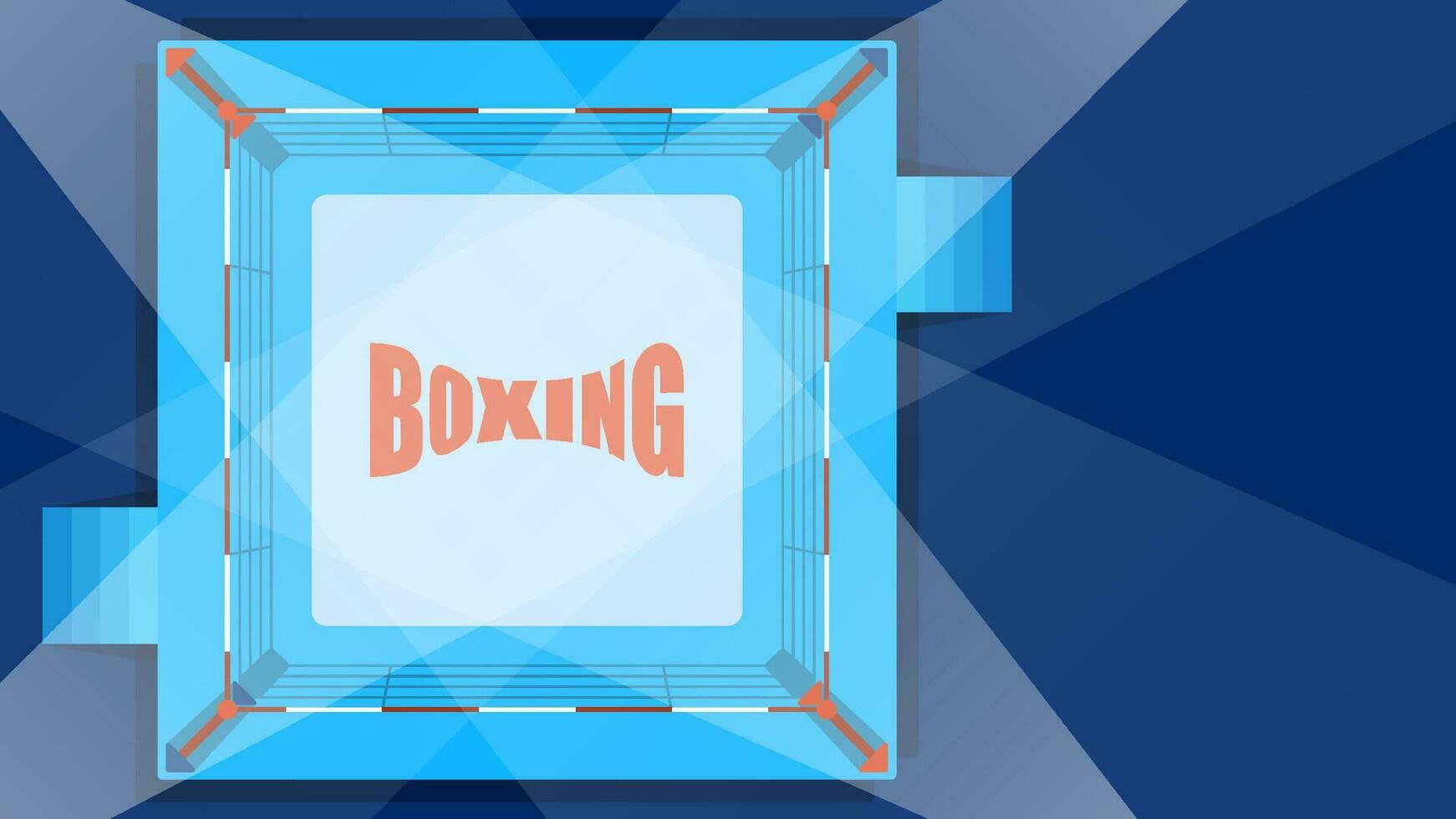 arena para boxe e marcial artes partidas. a esvaziar Esportes anel iluminado de feixes do holofotes. vetor dentro desenho animado estilo