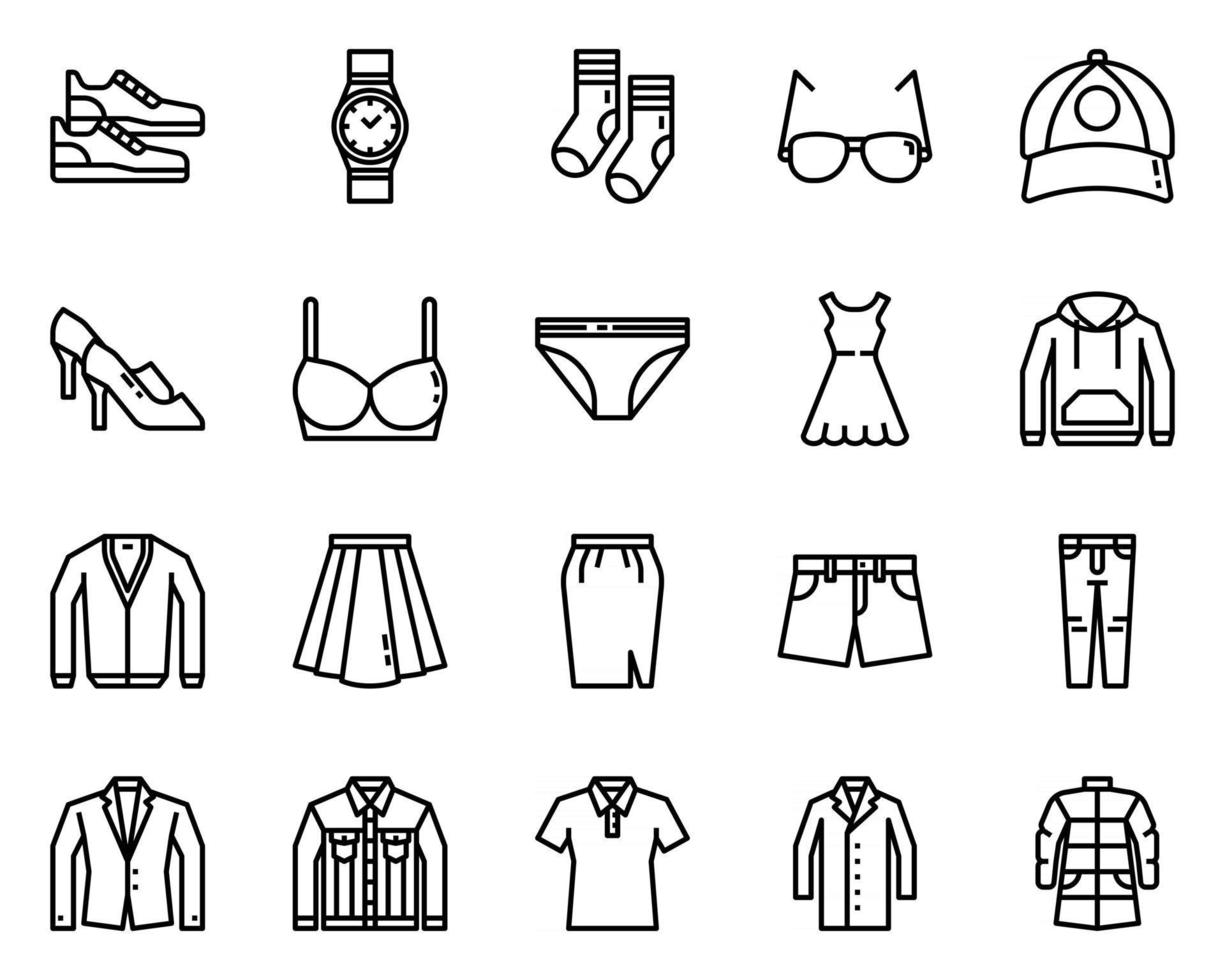 ícone de contorno de roupas e símbolo para site, aplicativo vetor