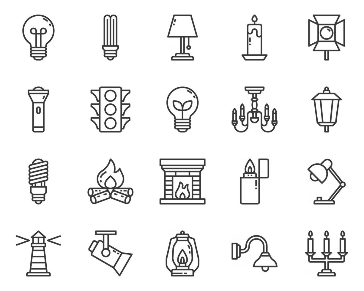 ícone de contorno de iluminação e símbolo para site, aplicativo vetor