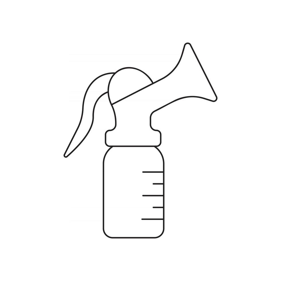 ícone linear de bomba tira-leite manual isolado no fundo branco. equipamento de amamentação. conceito de armazenamento de leite materno vetor