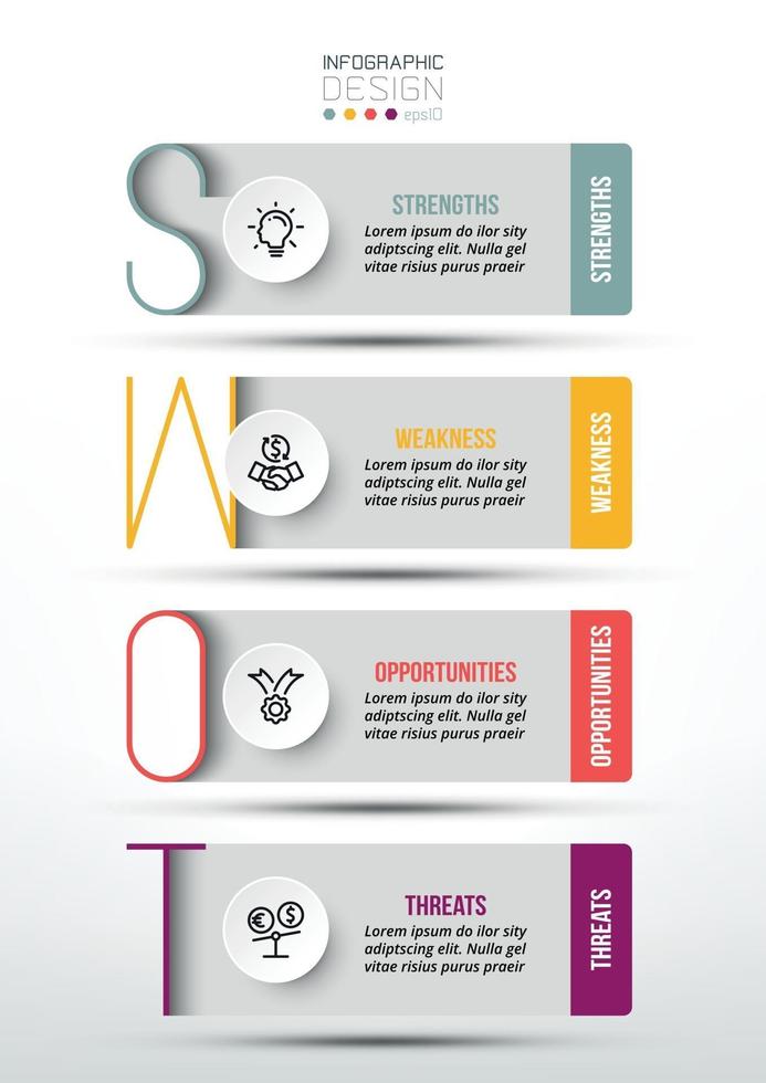 negócio de análise swot ou modelo de infográfico de marketing. vetor