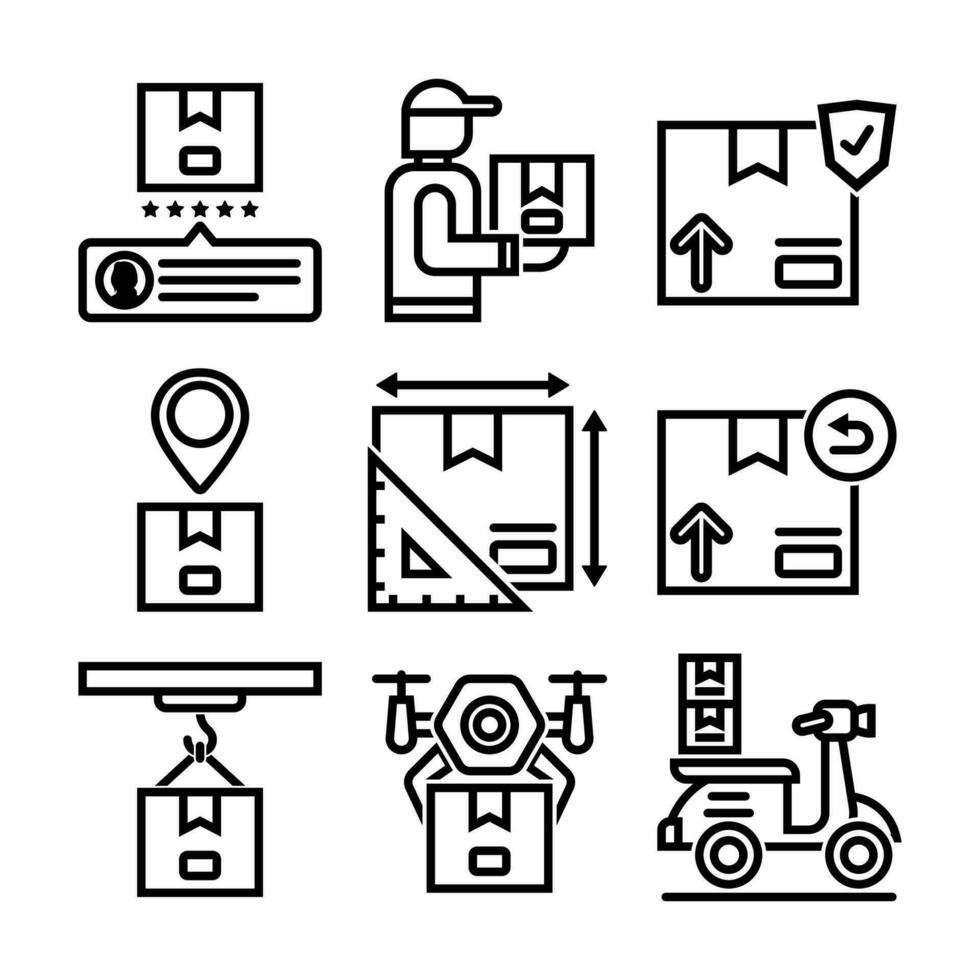 Remessa Entrega e logístico linha vetor elementos ícones