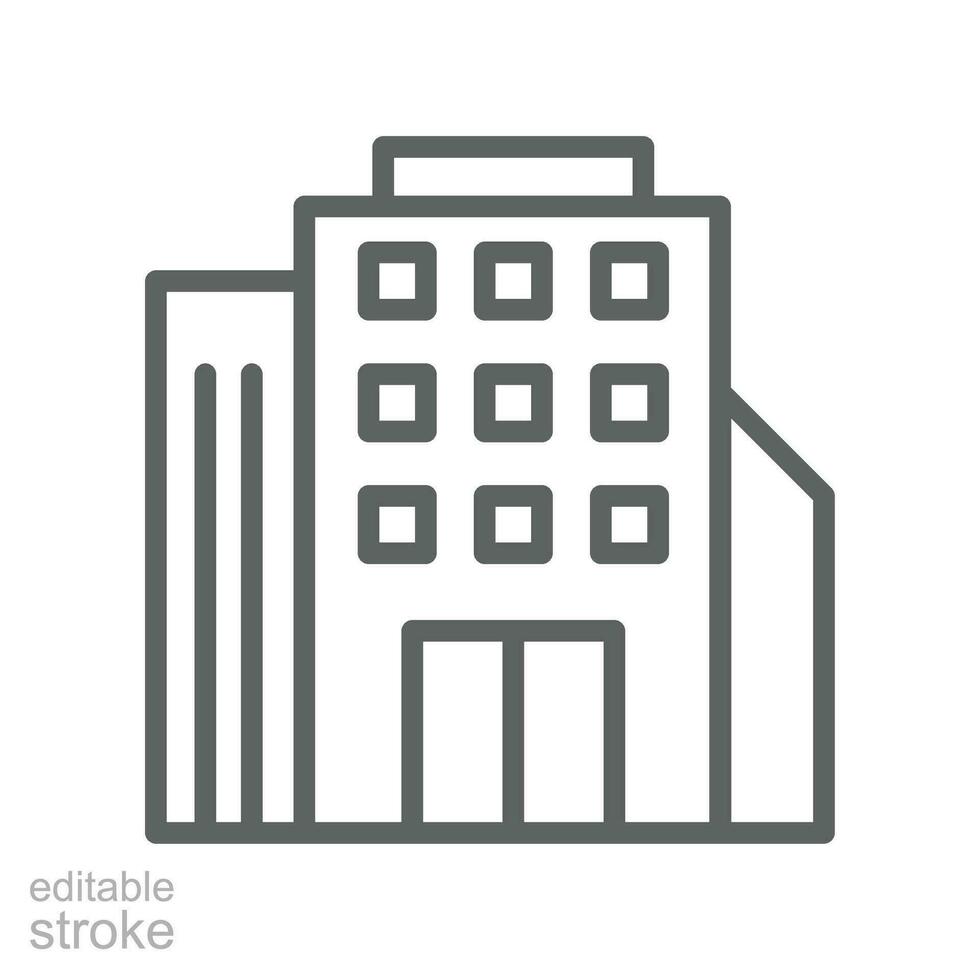 nosso Serviços construção escritório linha ícone. Alto subir construção, alta urbano arquitetura para cidade, financeiro distrito local de trabalho editável acidente vascular encefálico vetor ilustração Projeto em branco fundo eps 10