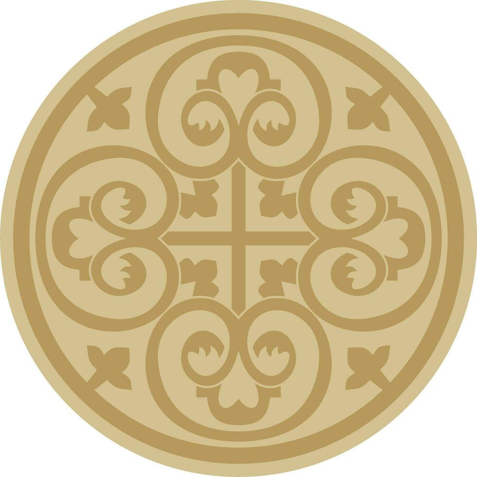 vetor dourado volta antigo bizantino ornamento. clássico círculo do a Oriental romano Império, Grécia. padronizar motivos do Constantinopla