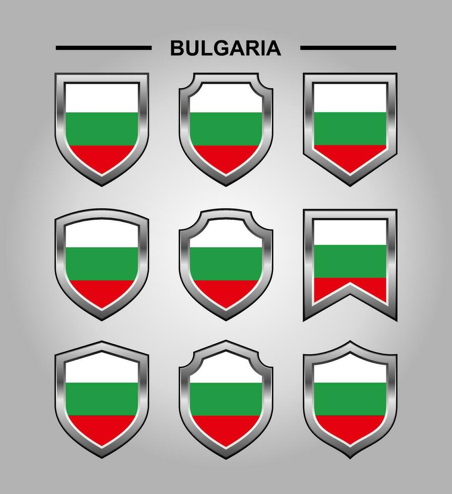 Bulgária nacional emblemas bandeira com luxo escudo vetor