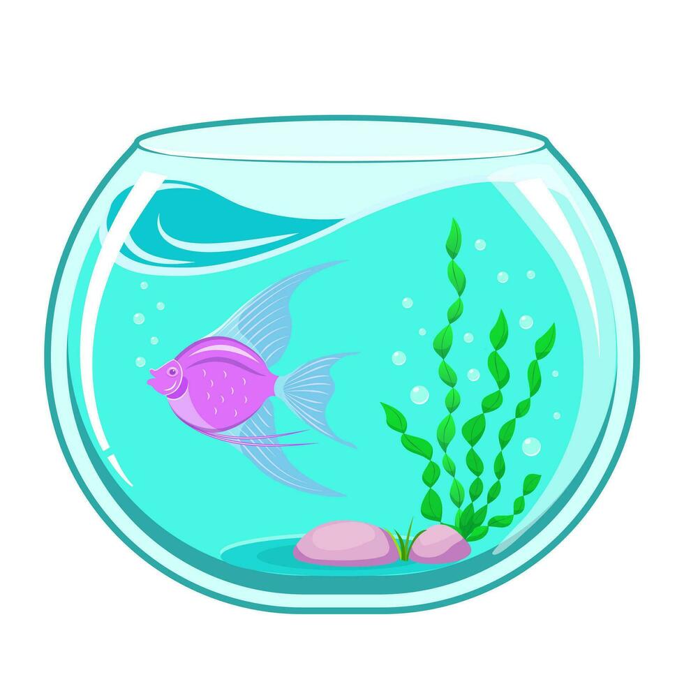 aquário com peixe. aquário isolado em branco fundo. vetor