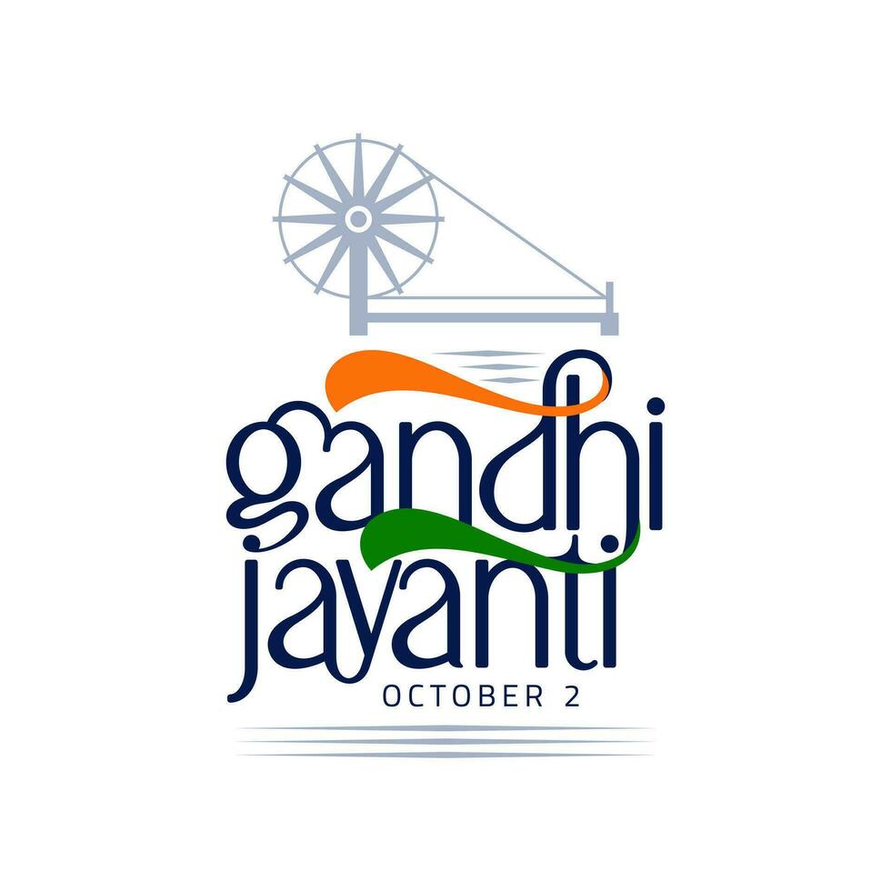 Gandhi Jayanti é a evento célebre dentro Índia para marca a nascimento aniversário do Mahatma Gandhi, Inglês tipografia vetor