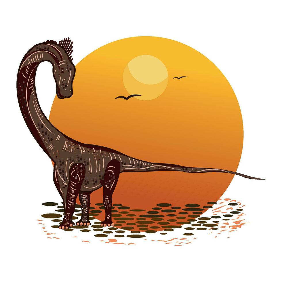 isolado colori esboço do uma herbívoro dinossauro vetor ilustração