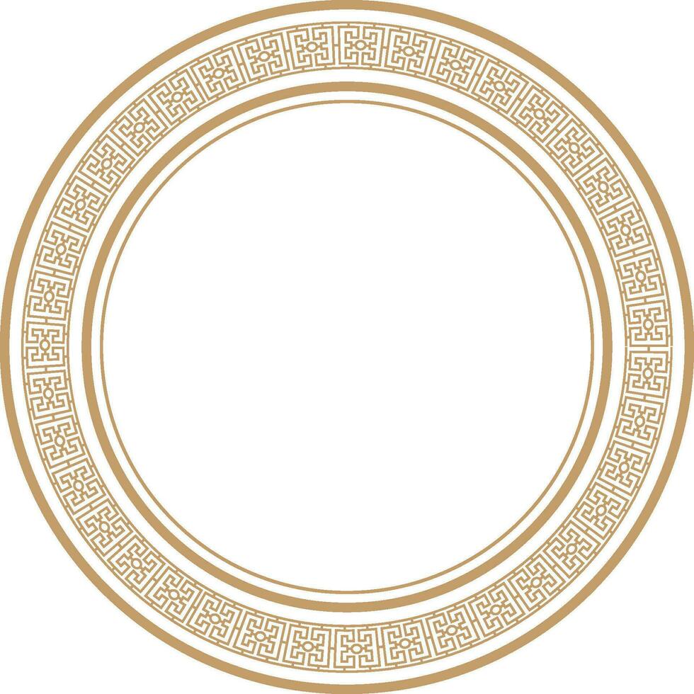 chinês dourado círculo quadro, Armação decorativo Projeto. vetor