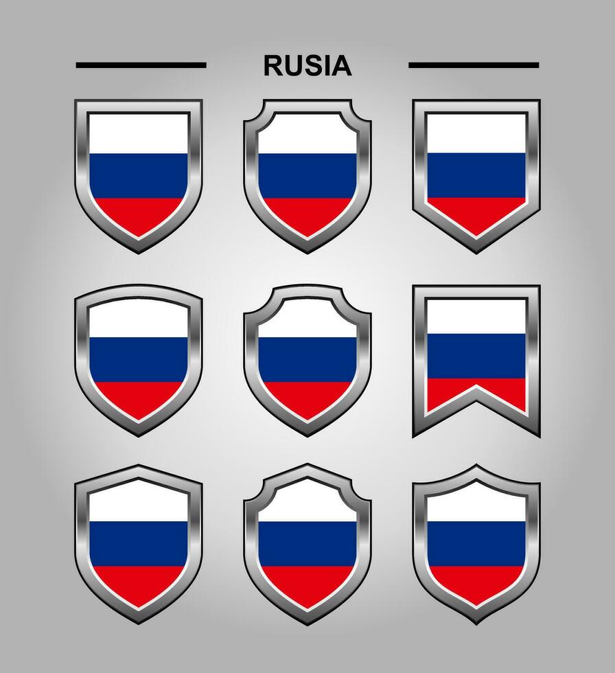 rusia nacional emblemas bandeira com luxo escudo vetor