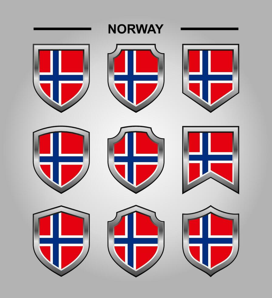 Noruega nacional emblemas bandeira com luxo escudo vetor
