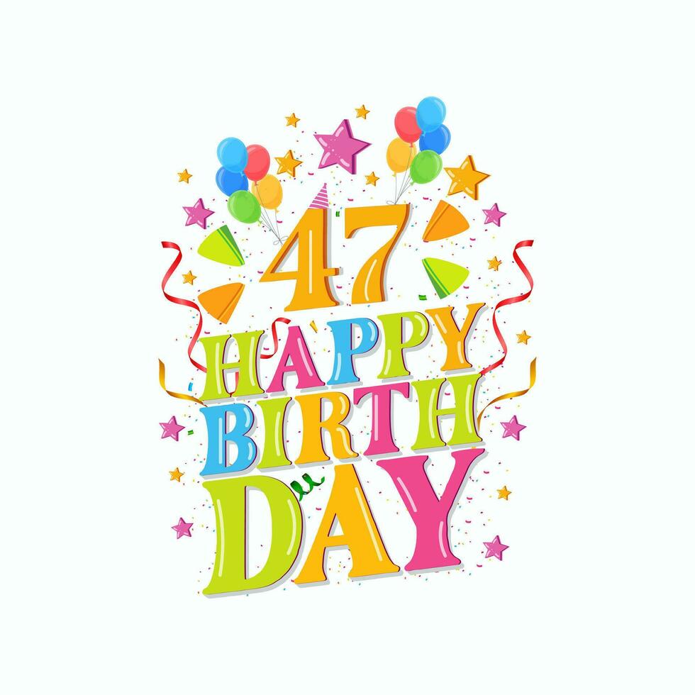 47º feliz aniversário logotipo com balões, vetor ilustração Projeto para aniversário celebração, cumprimento cartão e convite cartão.