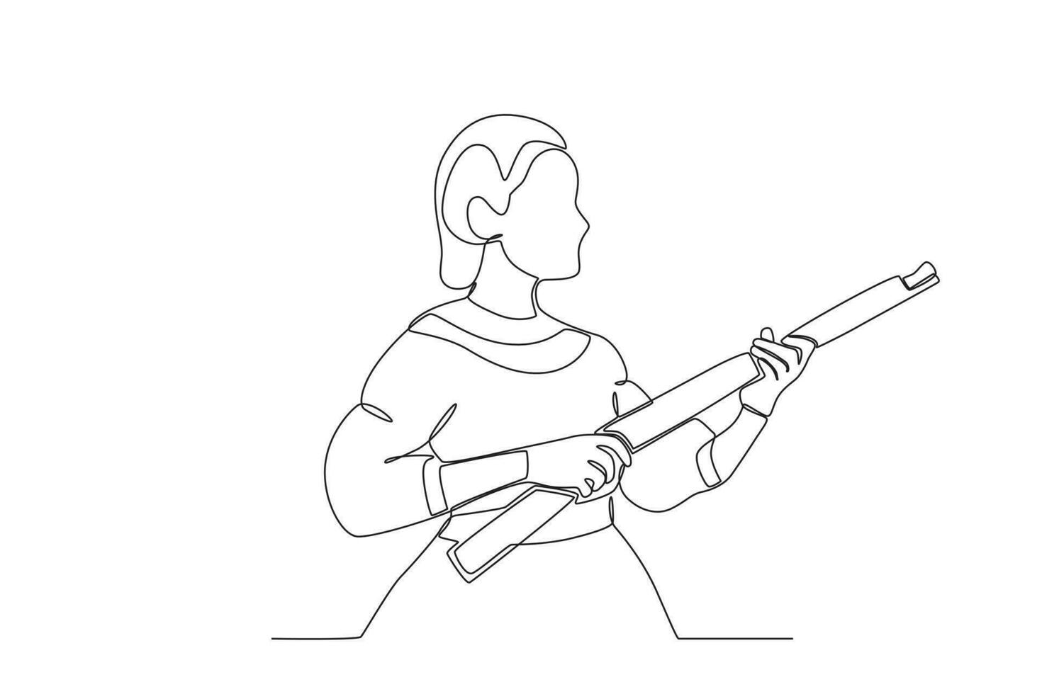uma mulher segurando uma arma de fogo vetor