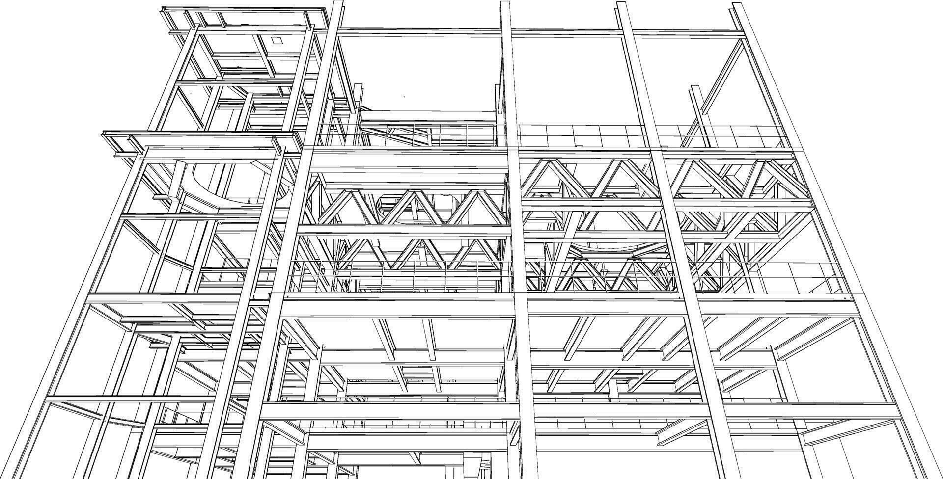 3d ilustração do industrial construção vetor