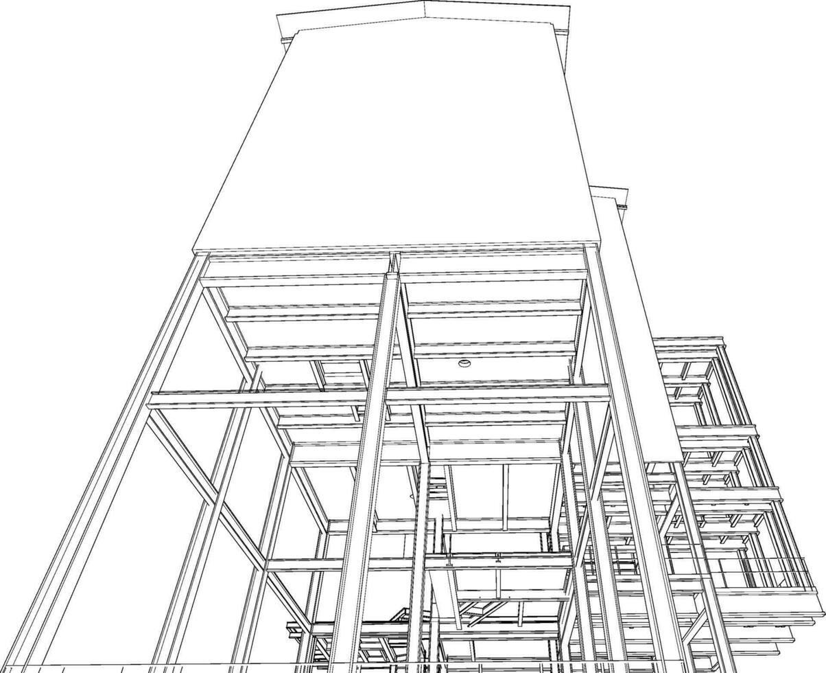 3d ilustração do industrial construção vetor