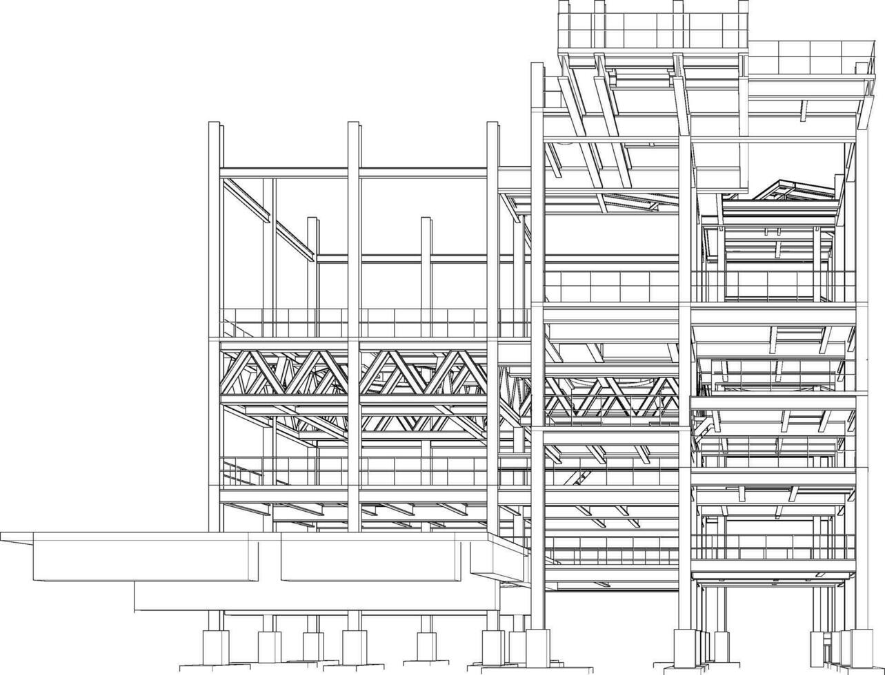 3d ilustração do industrial construção vetor