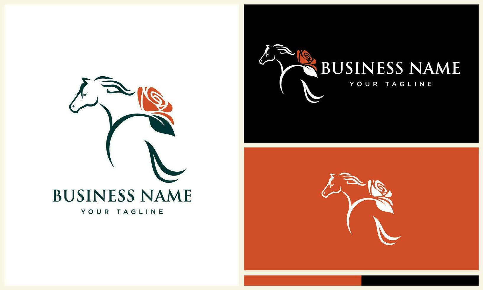 design de logotipo de cavalo de arte de linha vetor