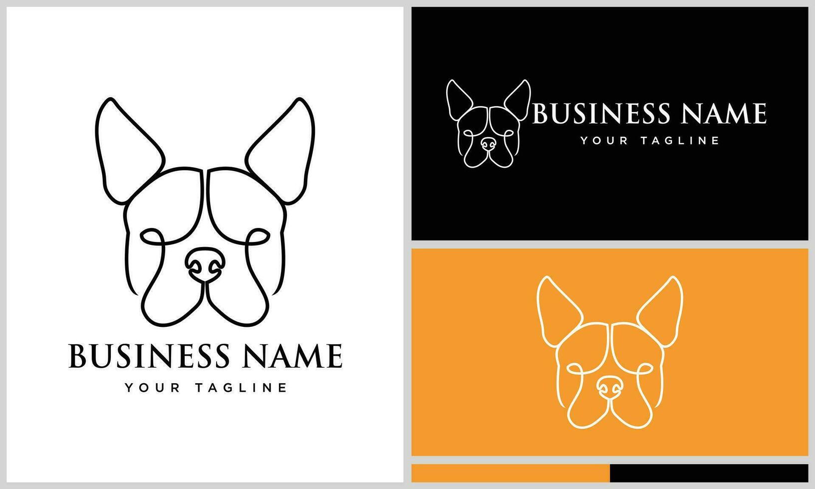 linha arte buldogue face logotipo vetor