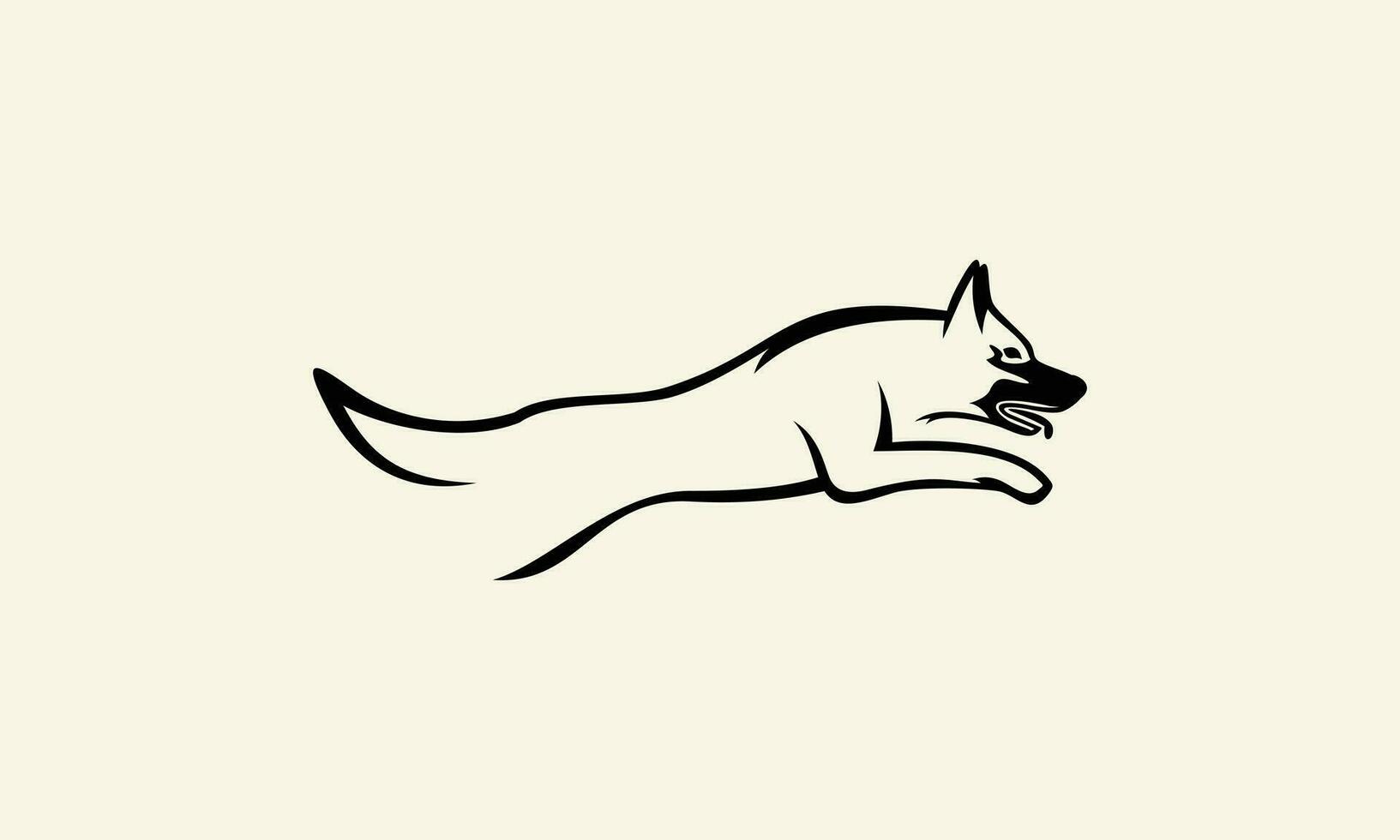 linha arte cachorro pulando logotipo vetor