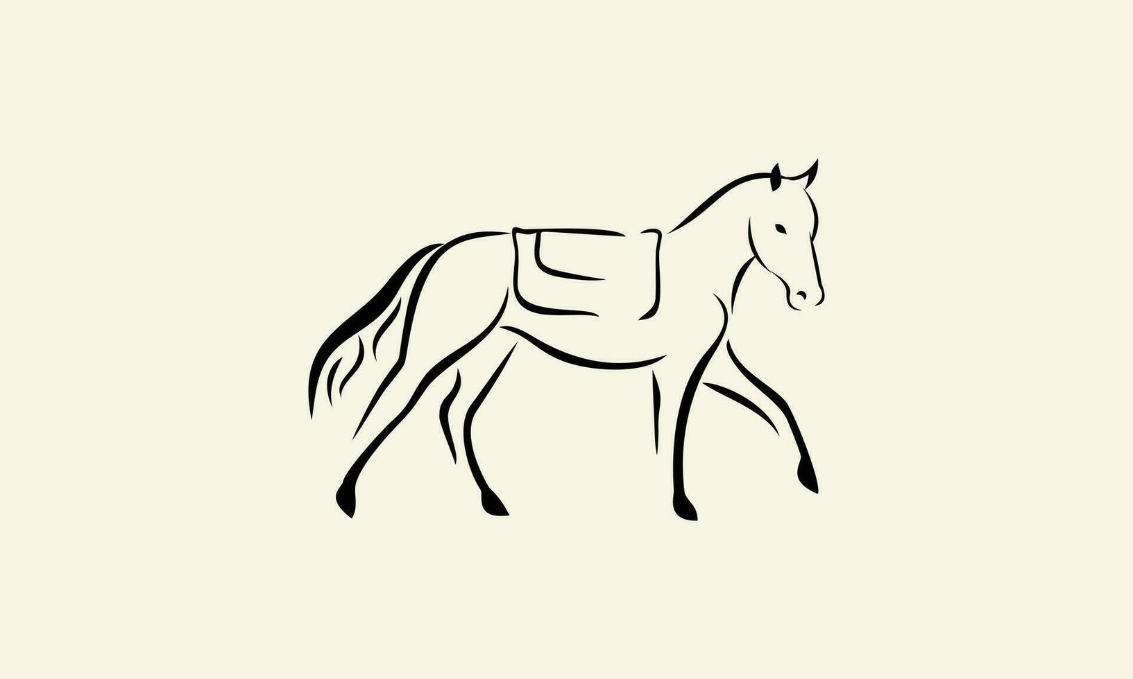 linha arte cavalo adestramento logotipo vetor