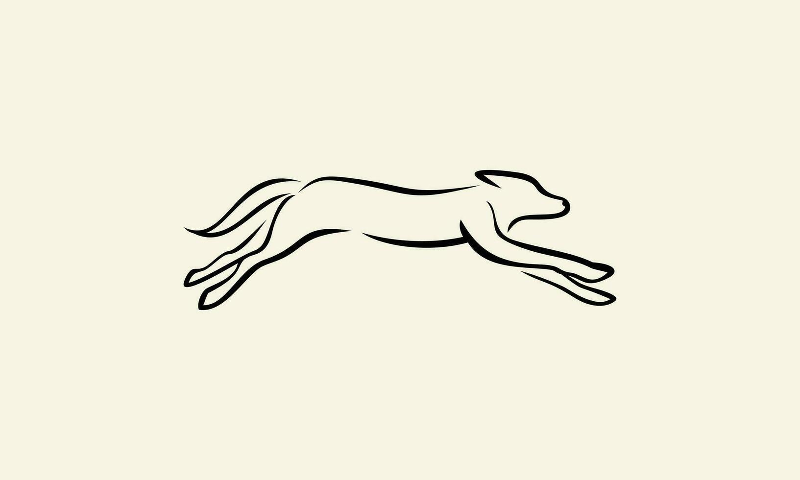linha arte cachorro pulando logotipo vetor