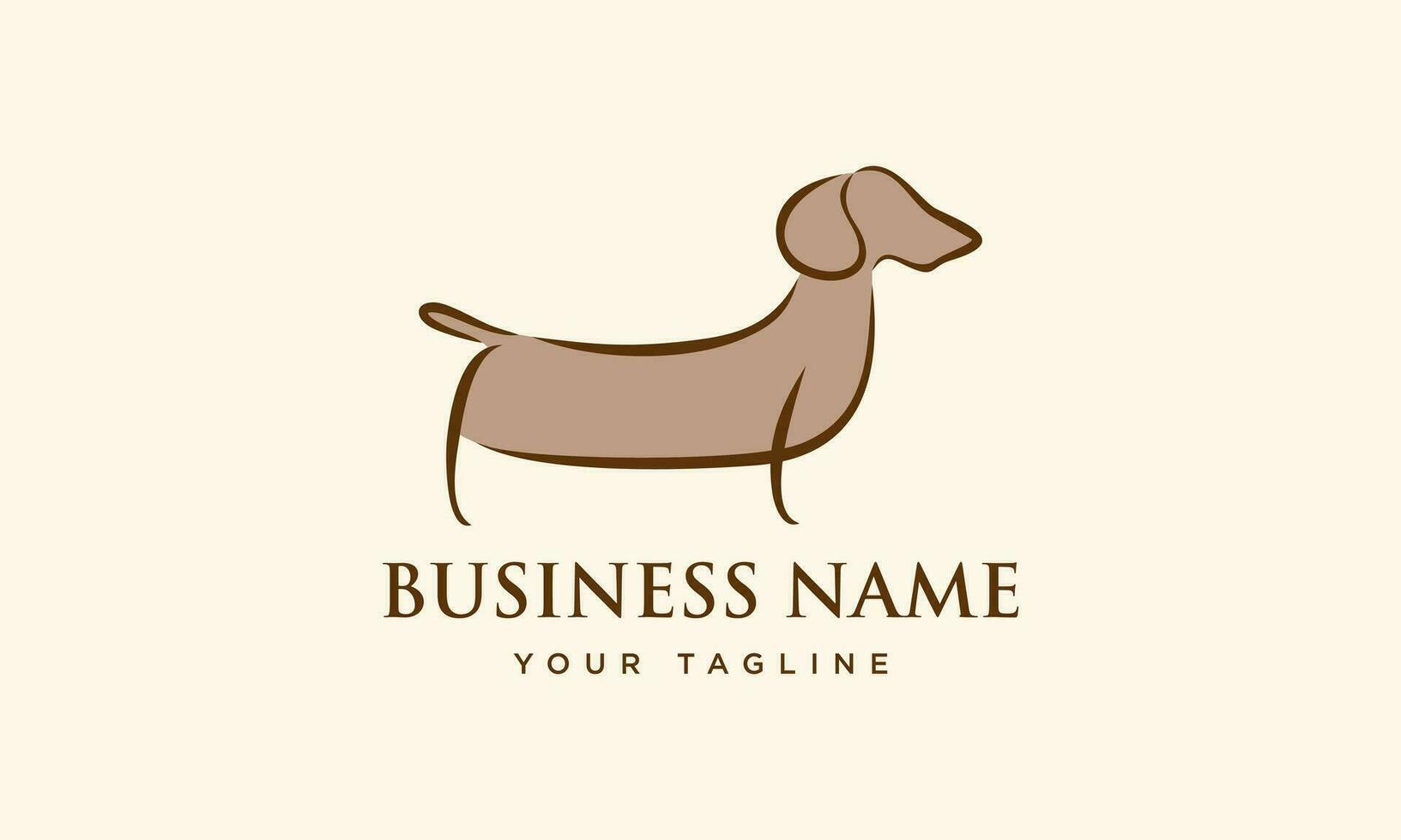 linha arte dachshund cachorro logotipo vetor