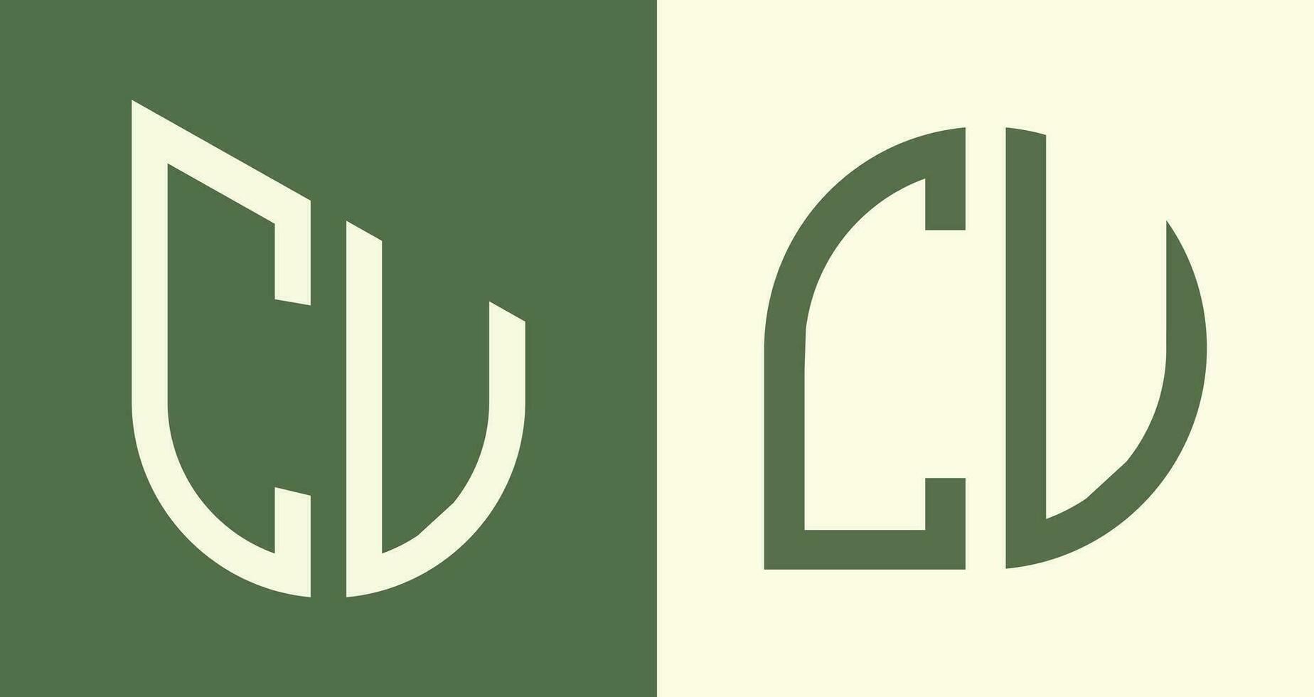 letras iniciais simples criativas cu pacote de designs de logotipo. vetor