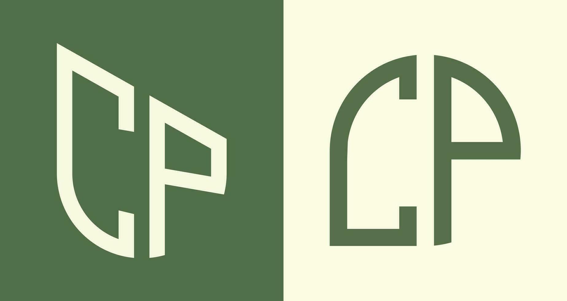 pacote de designs de logotipo cp de letras iniciais simples criativas. vetor