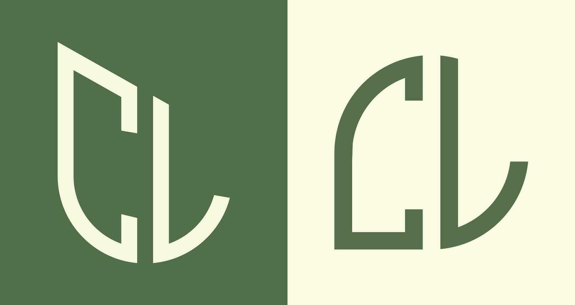 pacote de designs de logotipo cl de letras iniciais simples criativas. vetor