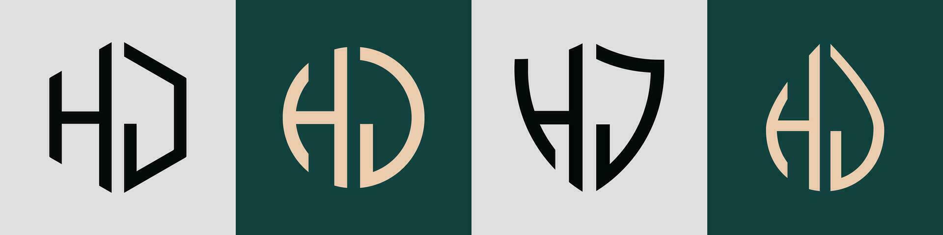 criativo simples inicial cartas hj logotipo desenhos pacote. vetor