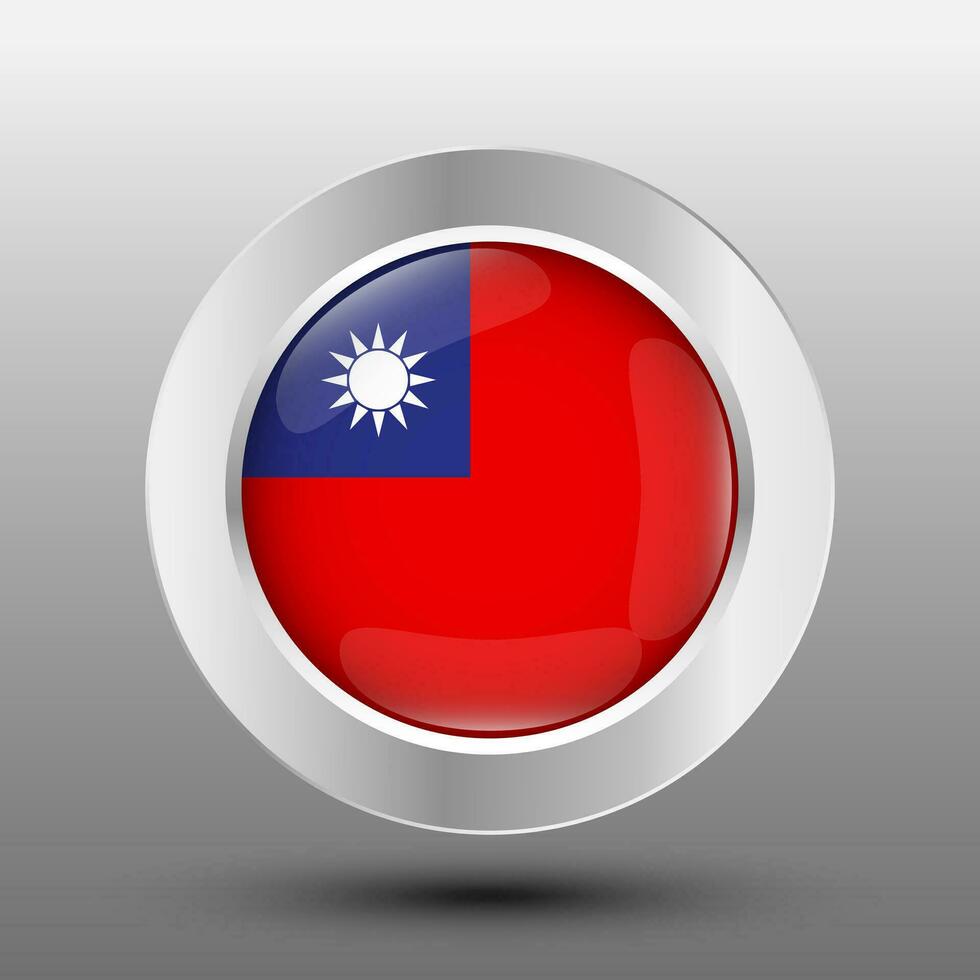 Taiwan volta bandeira metal botão fundo vetor