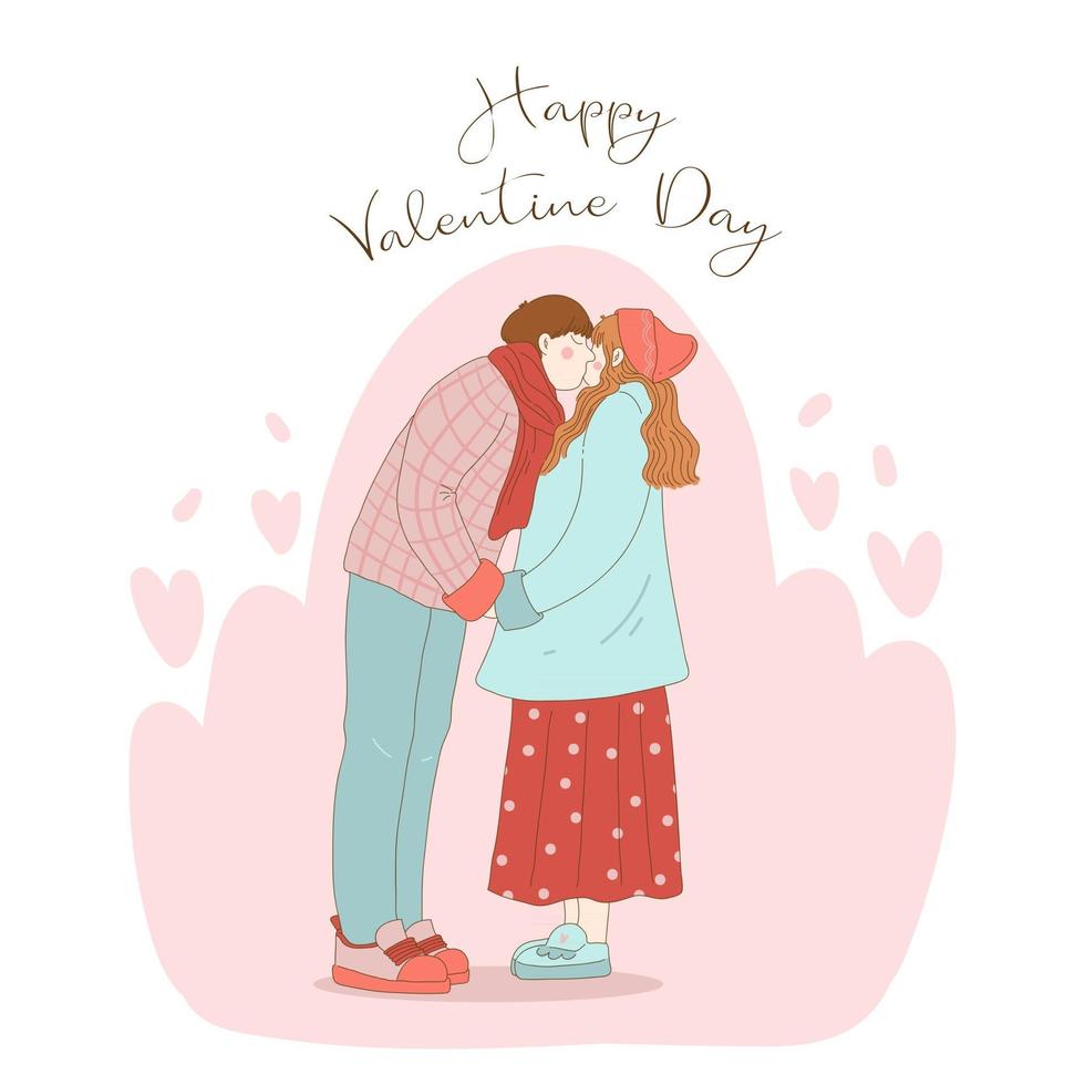 Casal apaixonado. homem e mulher se abraçando afetuosamente. personagens para a festa de São Valentim. ilustração vetorial no estilo cartoon vetor