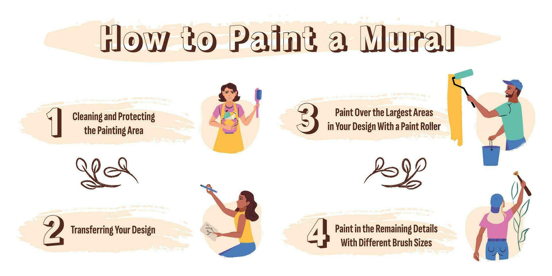 pintura mural plano infográficos vetor