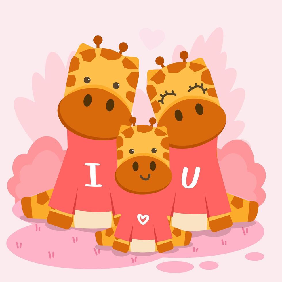 ilustração bonito do dia dos namorados chocolate e cor-de-rosa com tom amarelo, sentado na floresta. vetor com animais nos dias dos namorados.