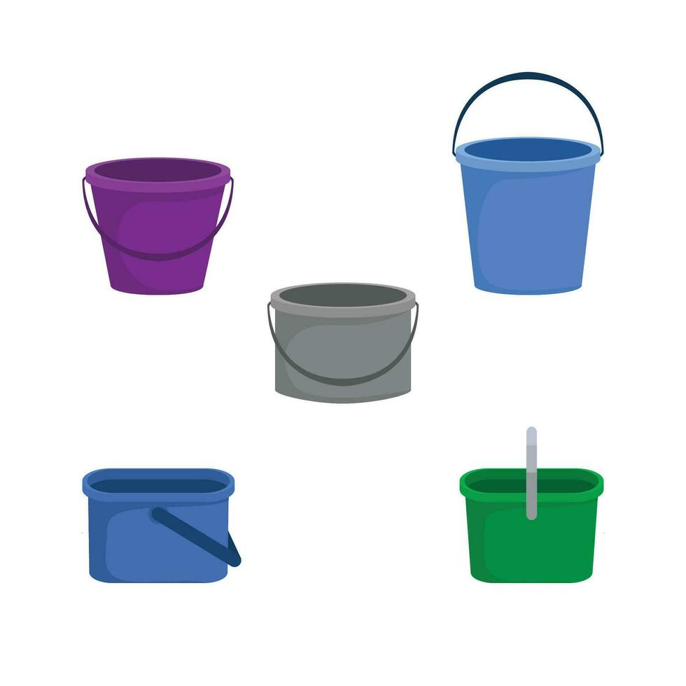 diferente tipos do baldes coleção vetor ilustração