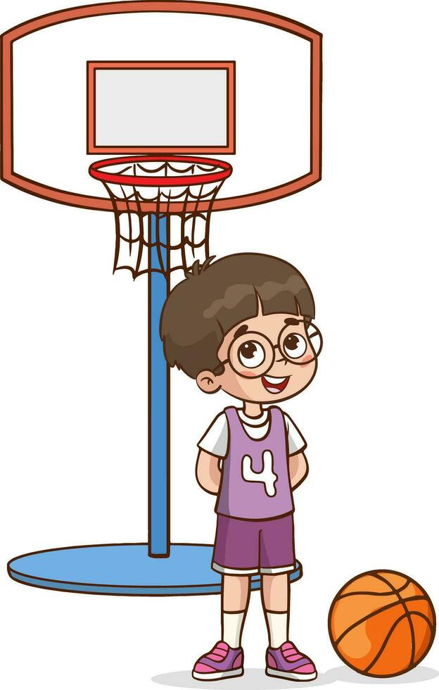 vetor ilustração do fofa crianças basquetebol jogador