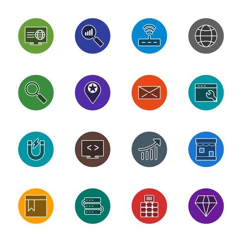 Conjunto de vetor SEO Search Engine Optimization Icons