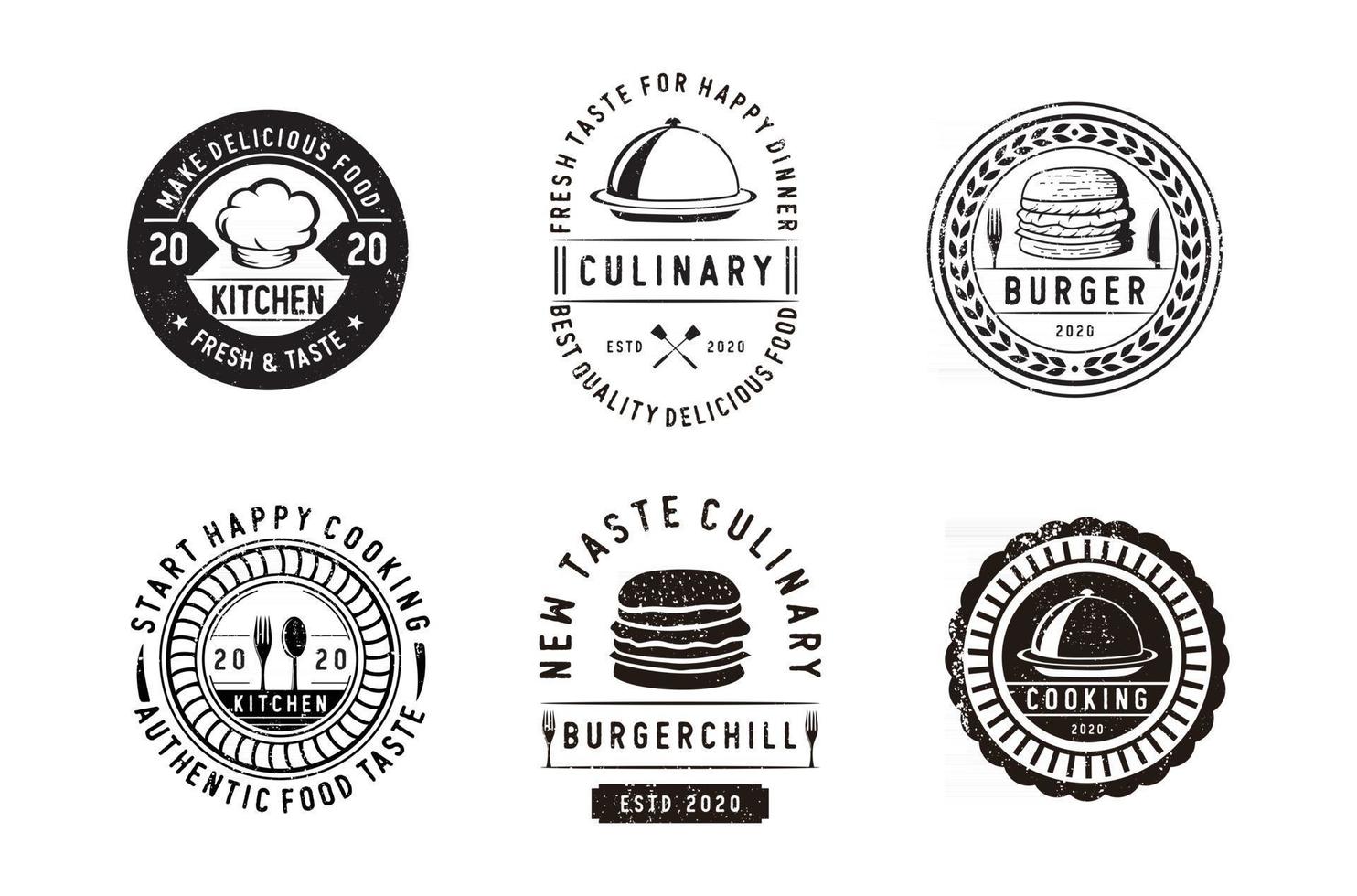 coleção clássica de logotipos de restaurantes retrô vetor