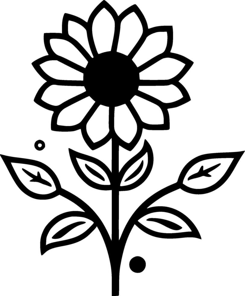 flor, Preto e branco vetor ilustração