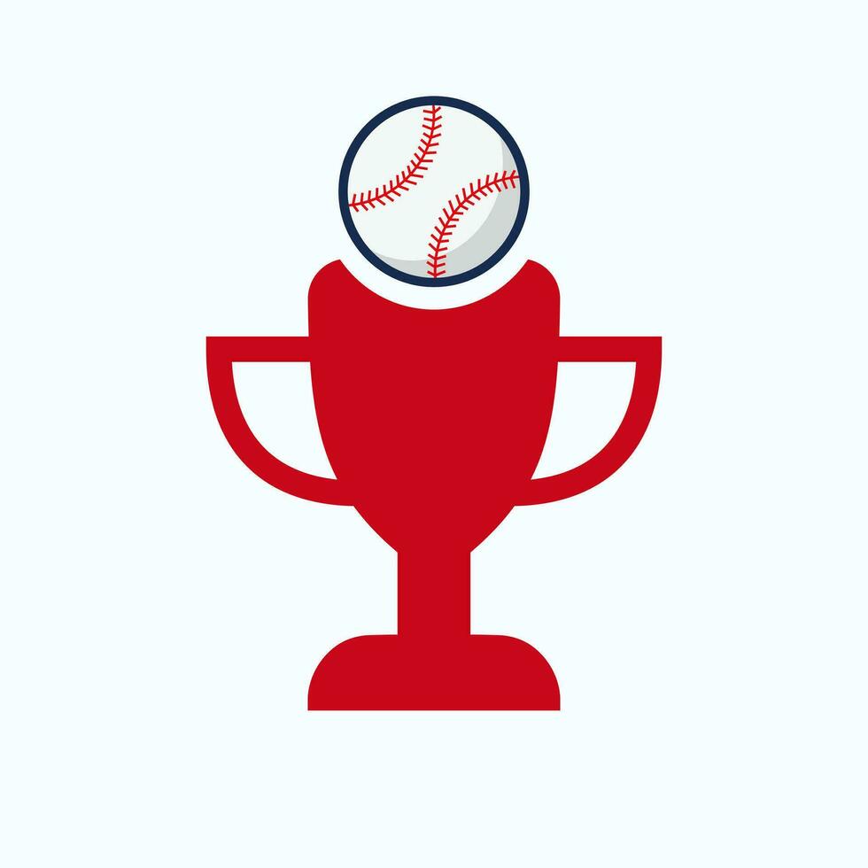 beisebol campeonato troféu logotipo Projeto conceito com beisebol e troféu ícone vetor