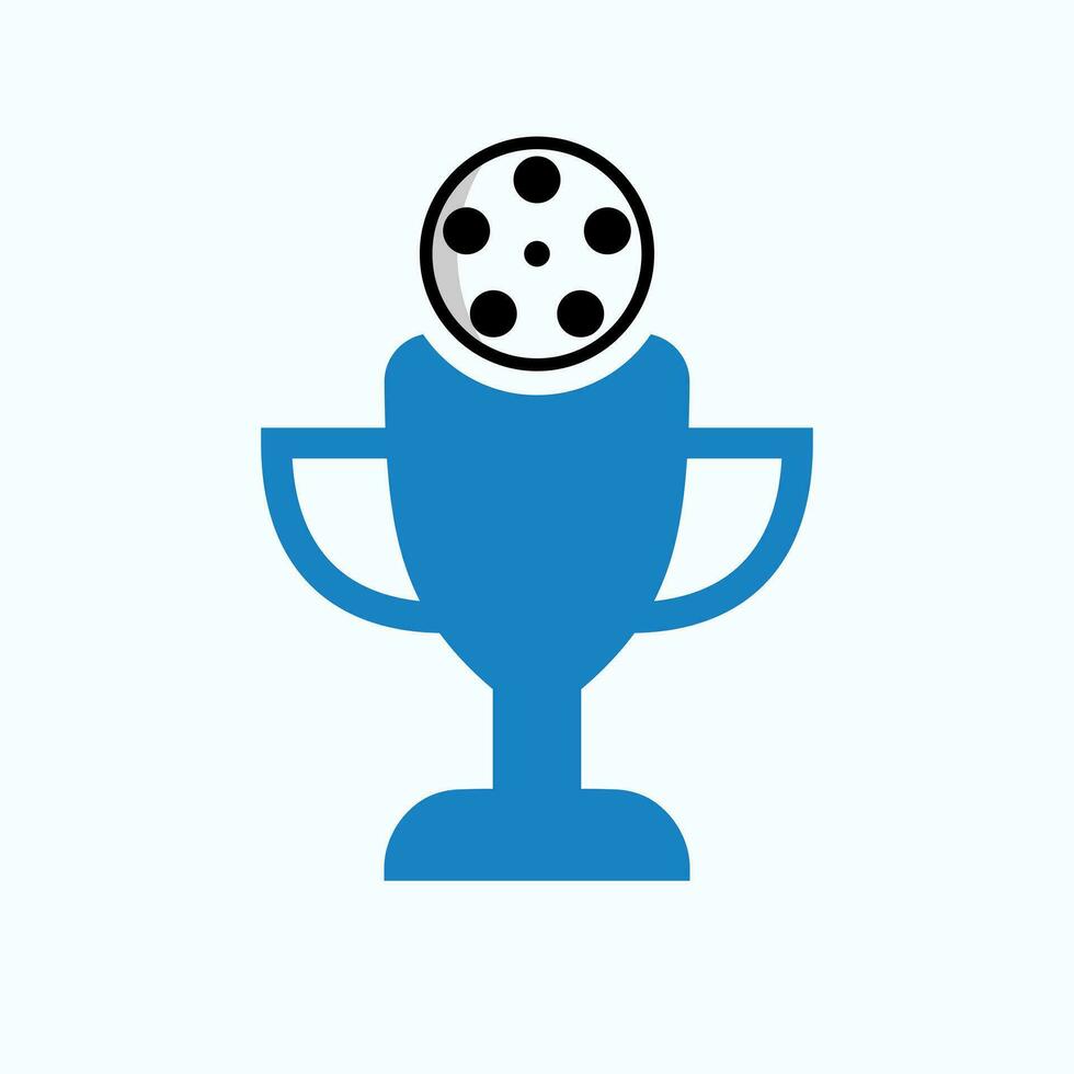 filme campeonato troféu logotipo Projeto conceito com filme e troféu ícone vetor