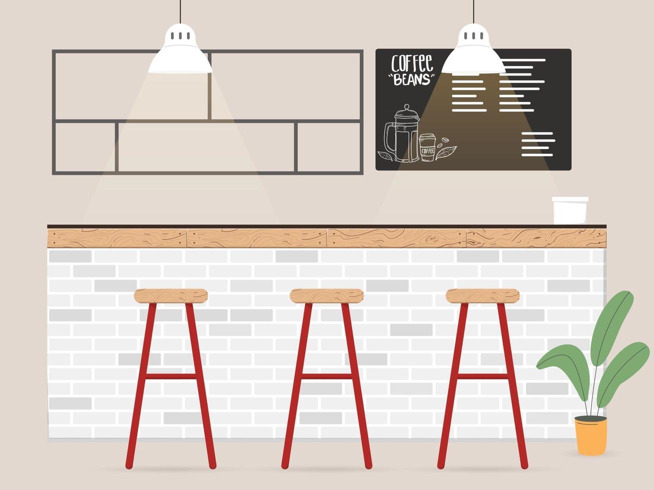 design de interiores de cafeteria em estilo simples vetor