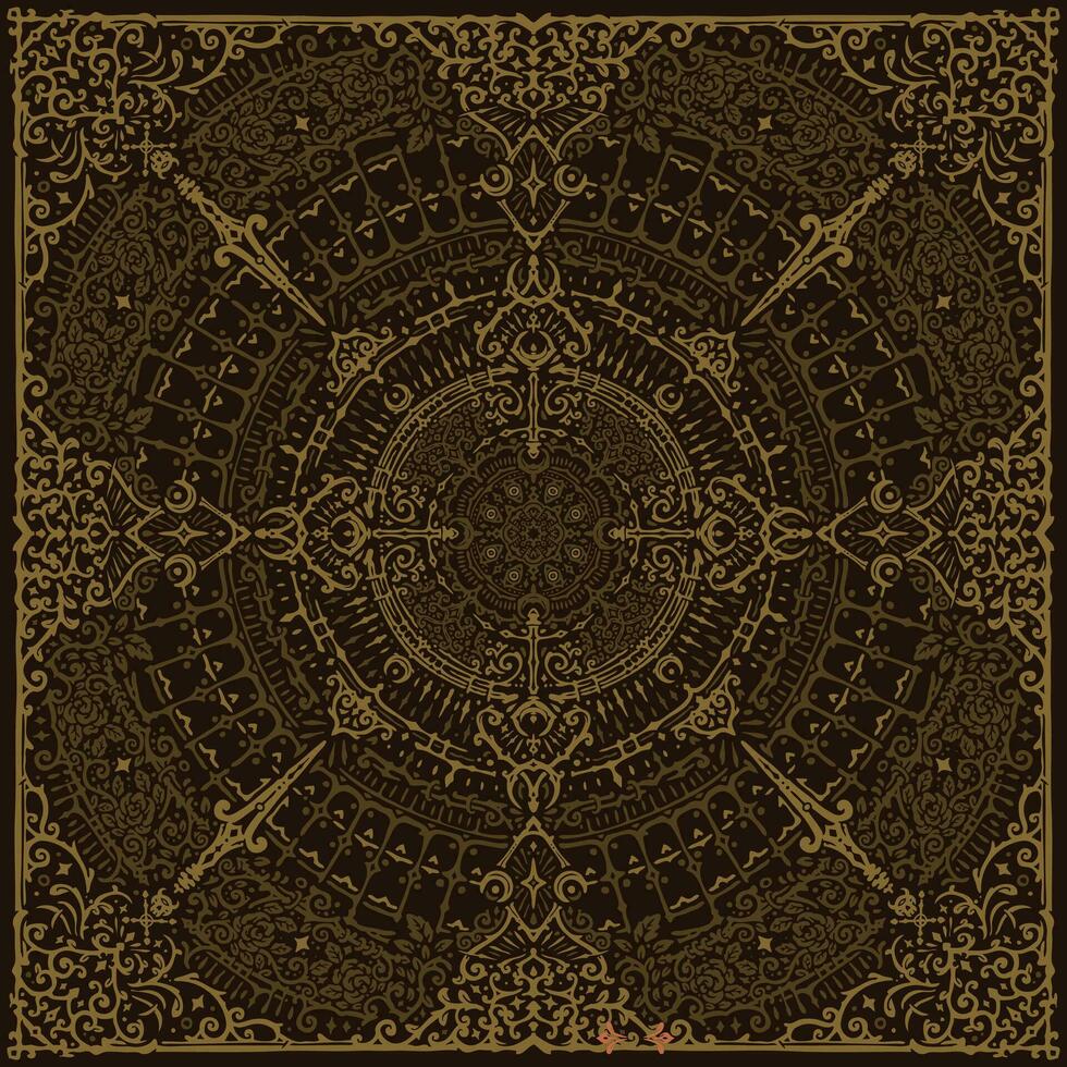 criativo vintage decorativo telha, dourado luxo Projeto textura, Marrocos arte, bandana Projeto. vetor