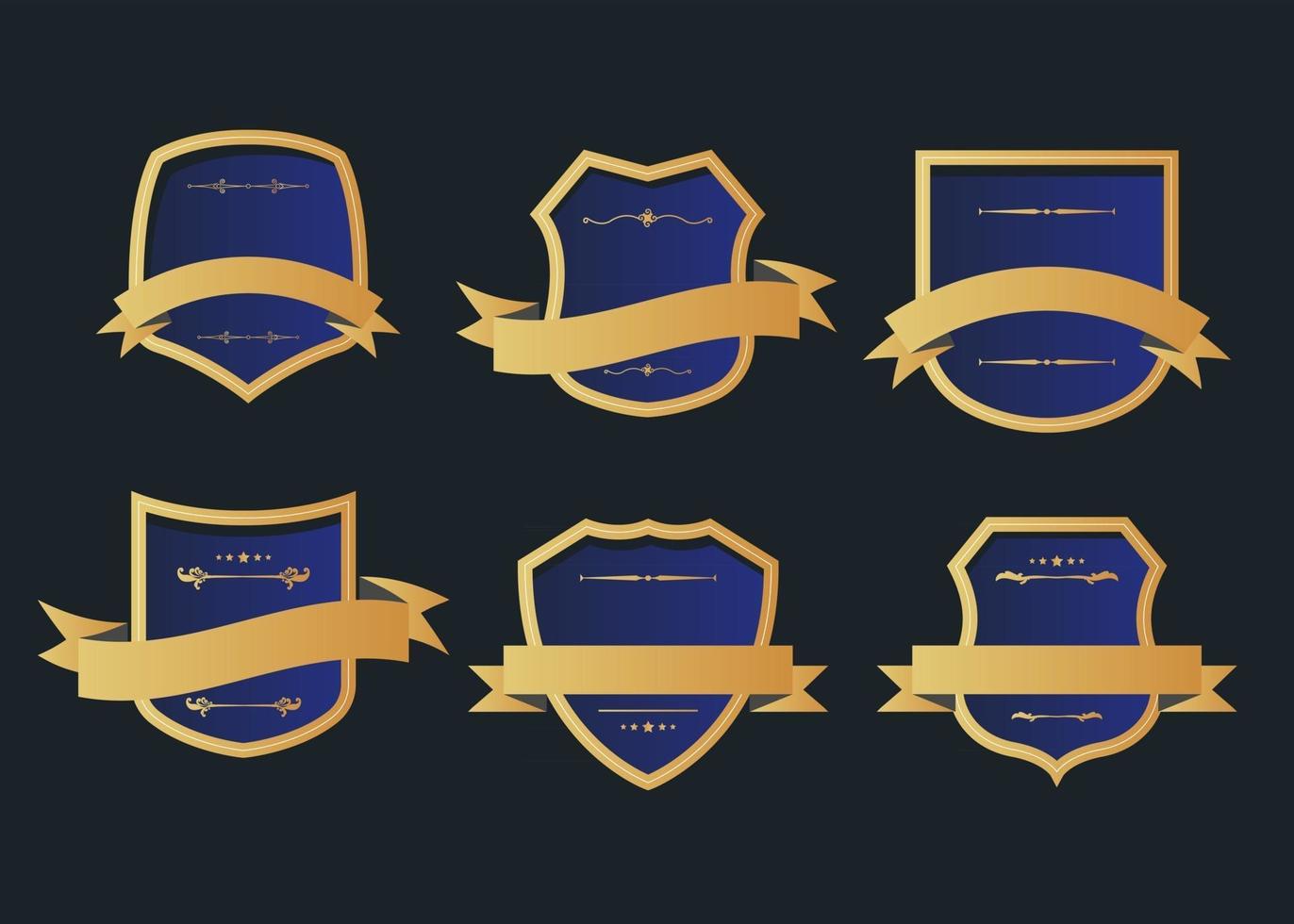 coleção de rótulo de emblema retrô de estilo vintage. elementos de design do vetor em fundo escuro.