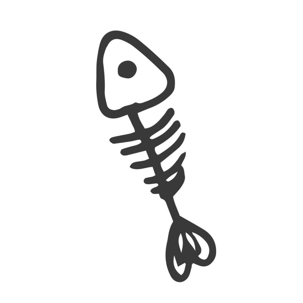 rabisco peixe esqueleto ícone. isolado vetor ilustração