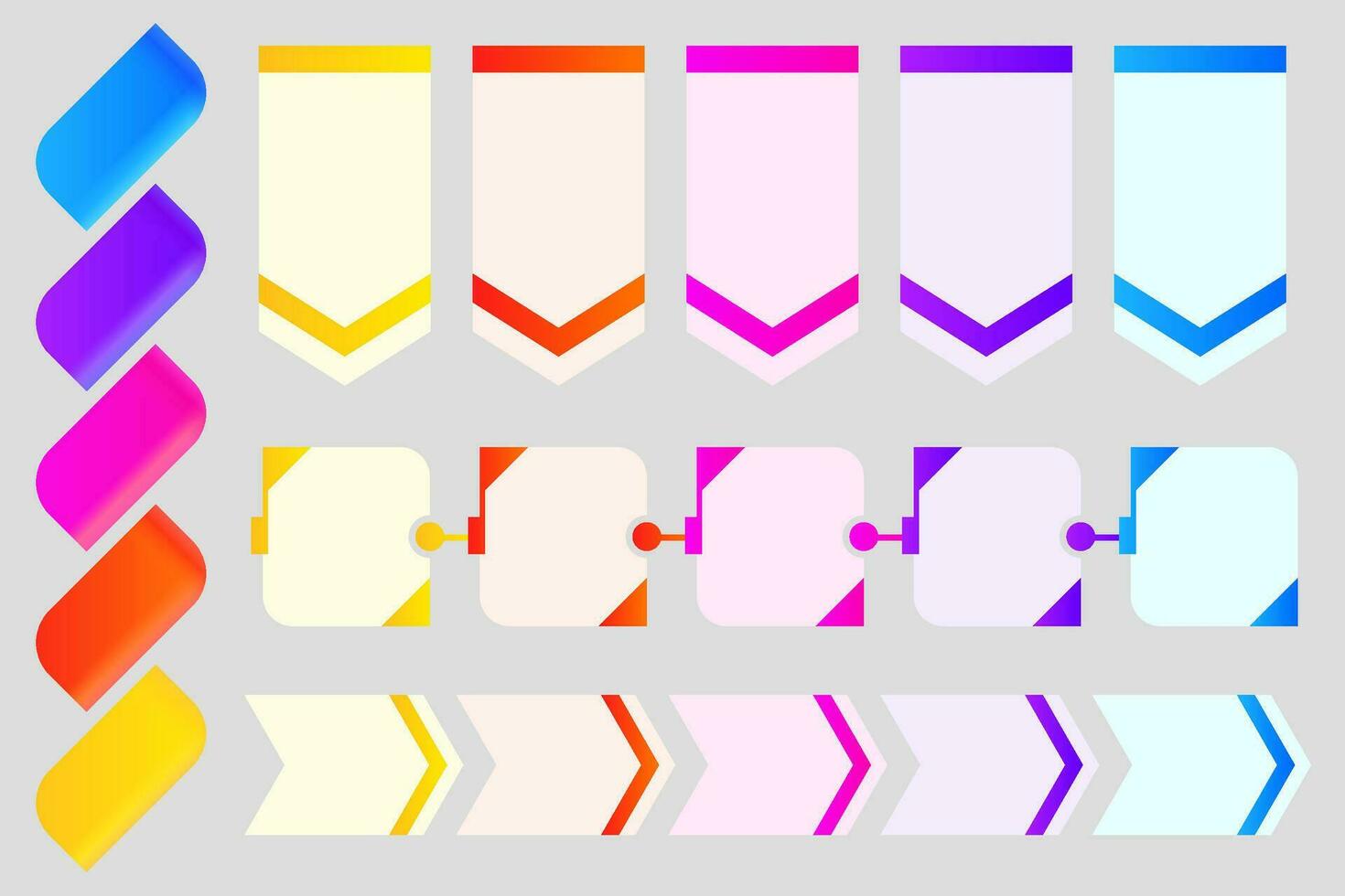 infográfico elementos definir. coleção do infográfico progresso gráficos, passos, Setas; flechas, colorida bala marcas para seu posição e texto. vetor