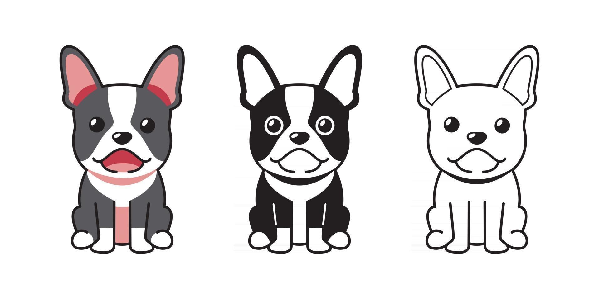 conjunto de desenhos animados de vetor de bulldog francês