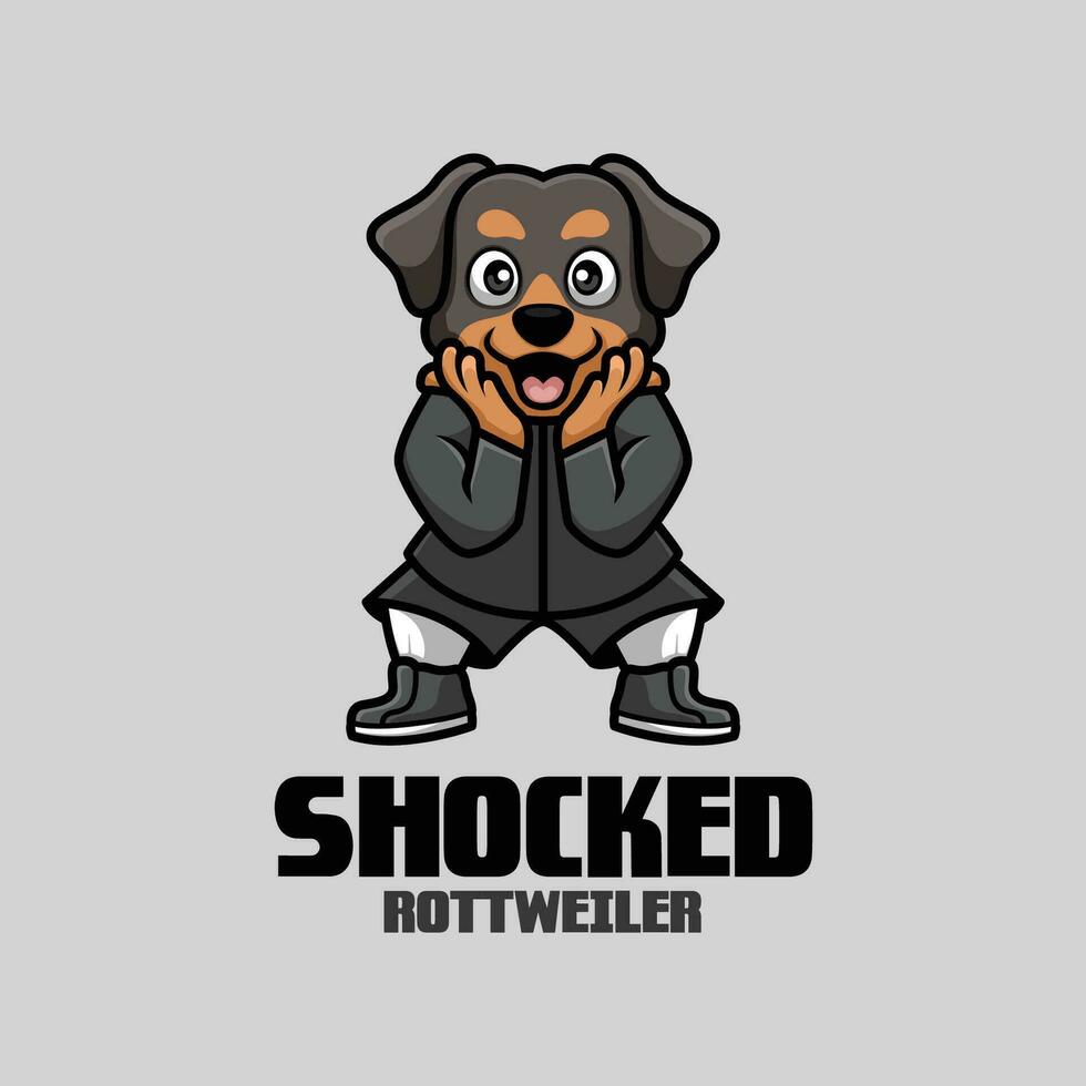 chocado rottweiler desenho animado mascote logotipo Projeto vetor